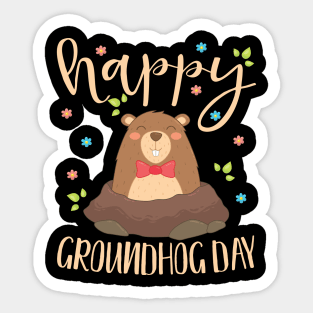 Happy Groundhog Day Funny Groundhog Clipart Gift Sticker